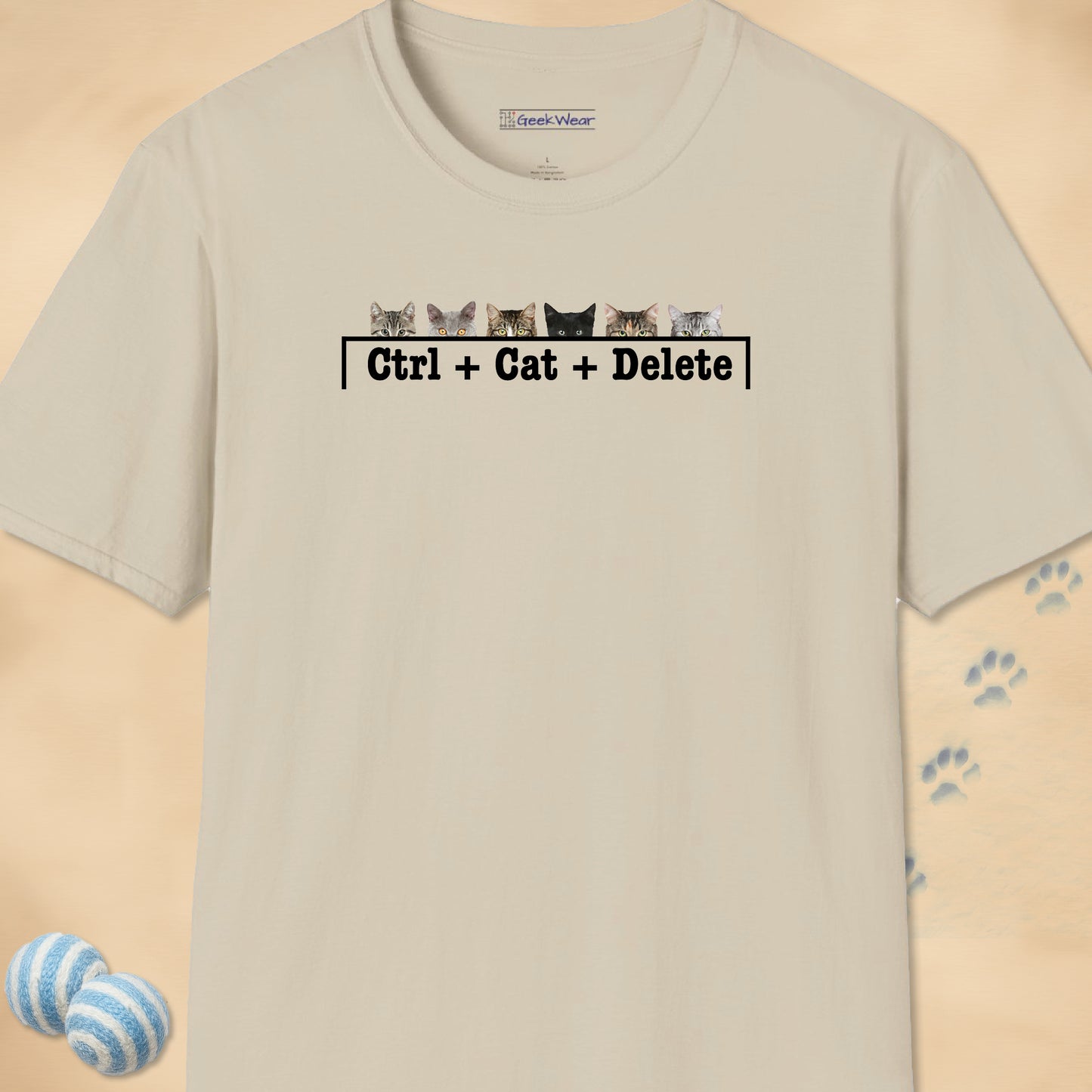 GeekWear Cat Ctrl Cat Delete T-Shirt