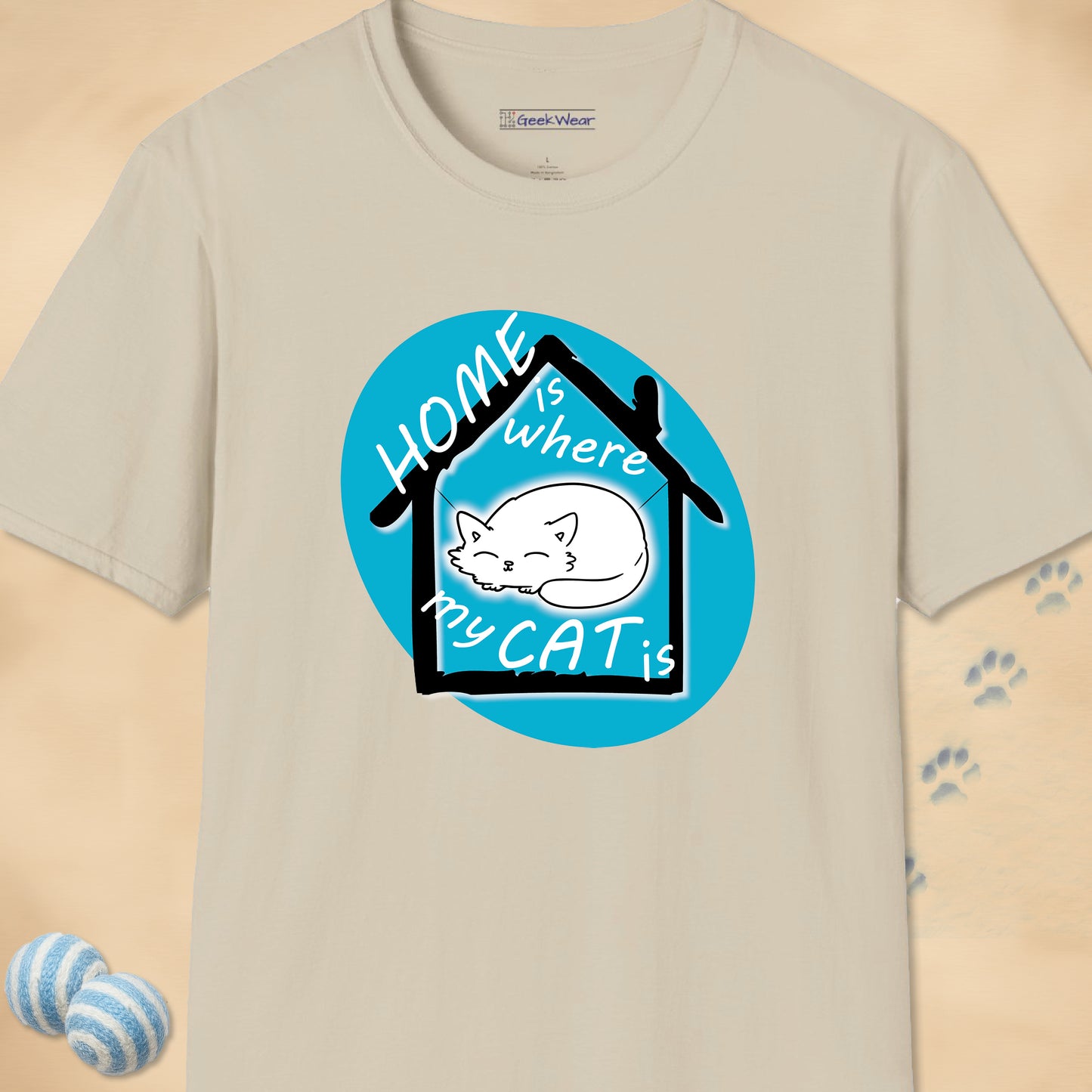 GeekWear Cat Home is Where my Cat is T-Shirt