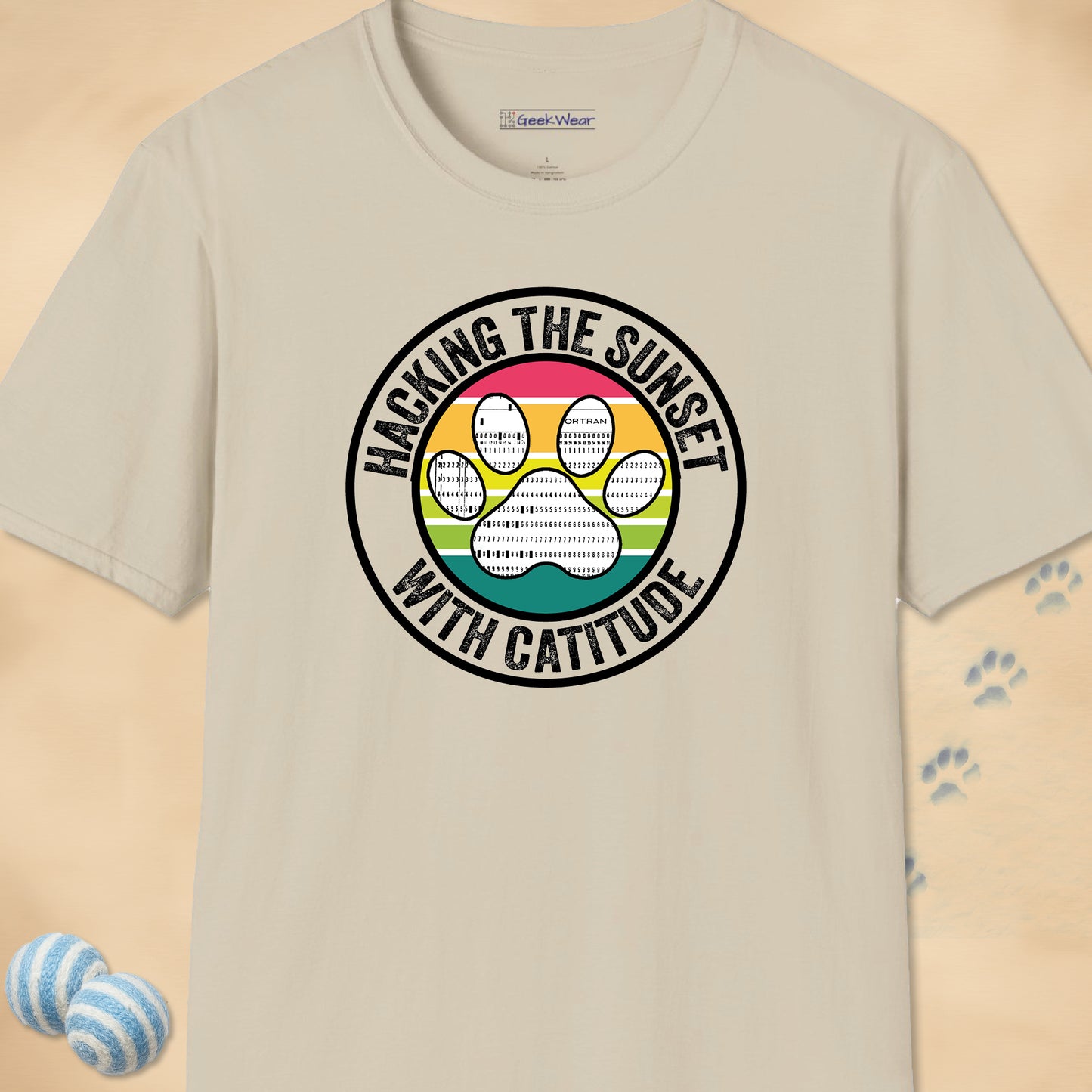 GeekWear Cat Hacking the Sunset T-Shirt