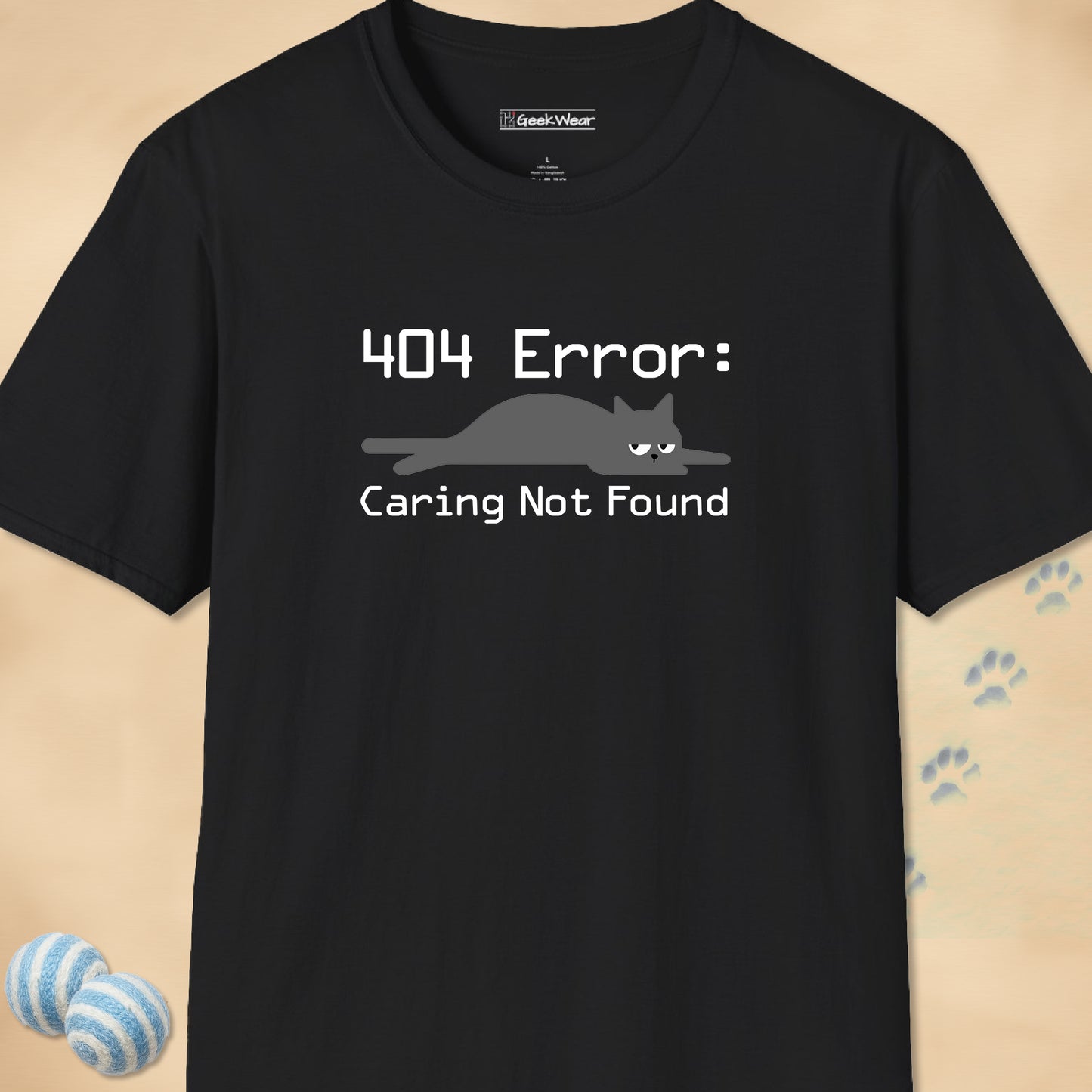 GeekWear Cat 404 Error Caring Not Found T-Shirt