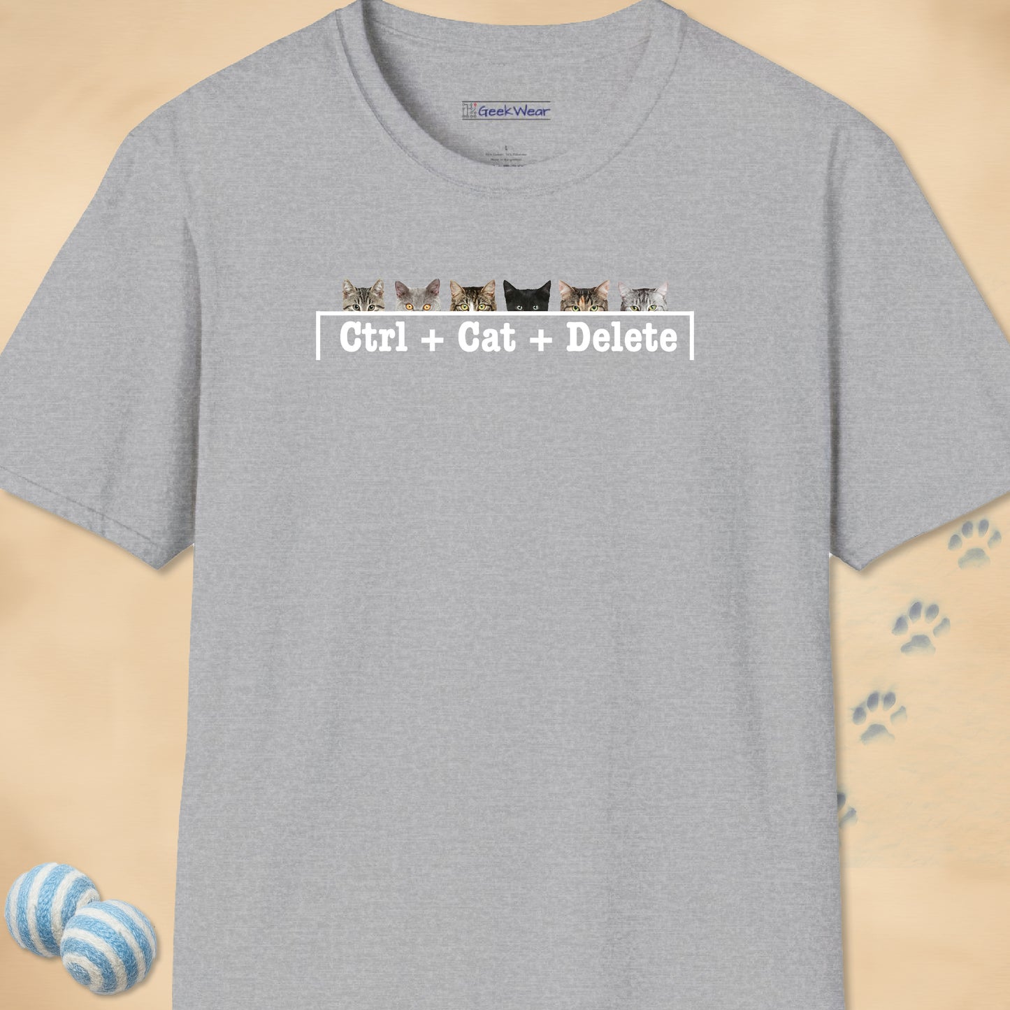 GeekWear Cat Ctrl Cat Delete T-Shirt