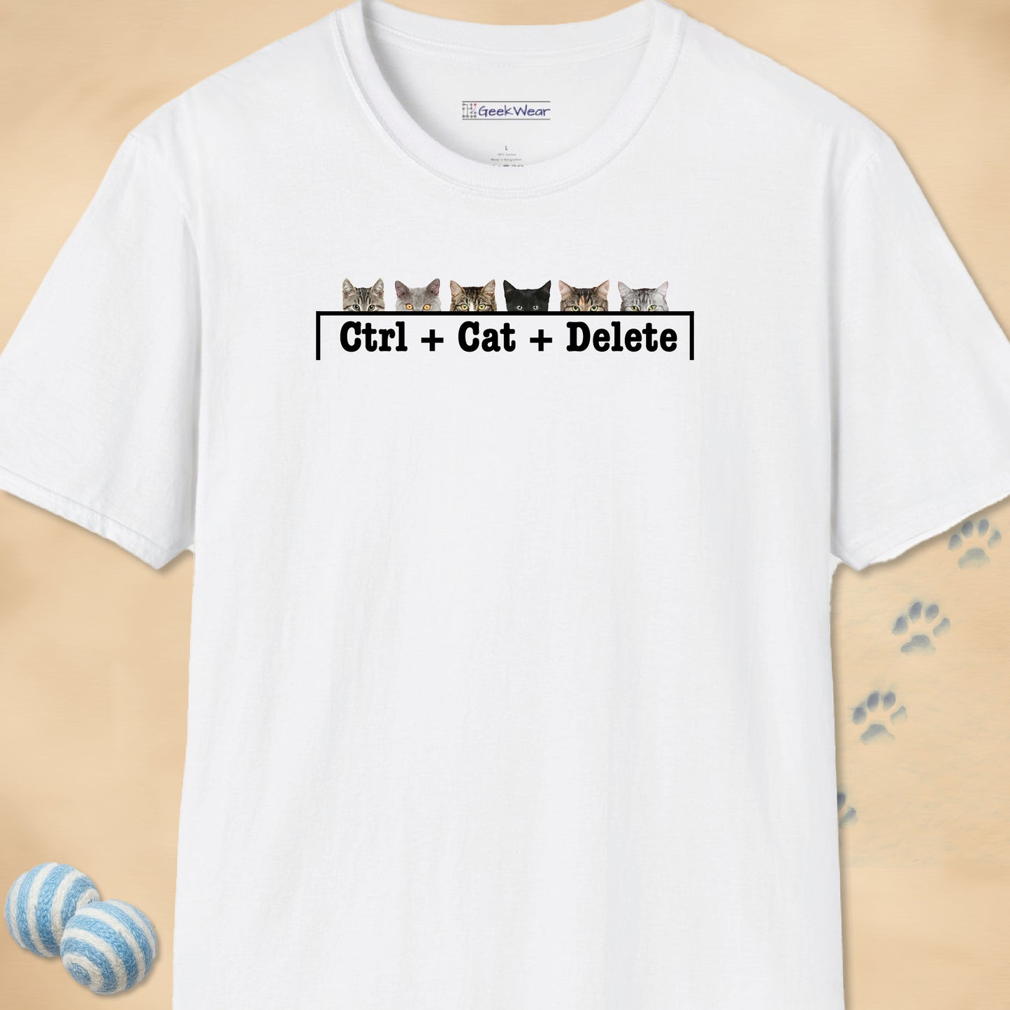 GeekWear Cat Ctrl Cat Delete T-Shirt