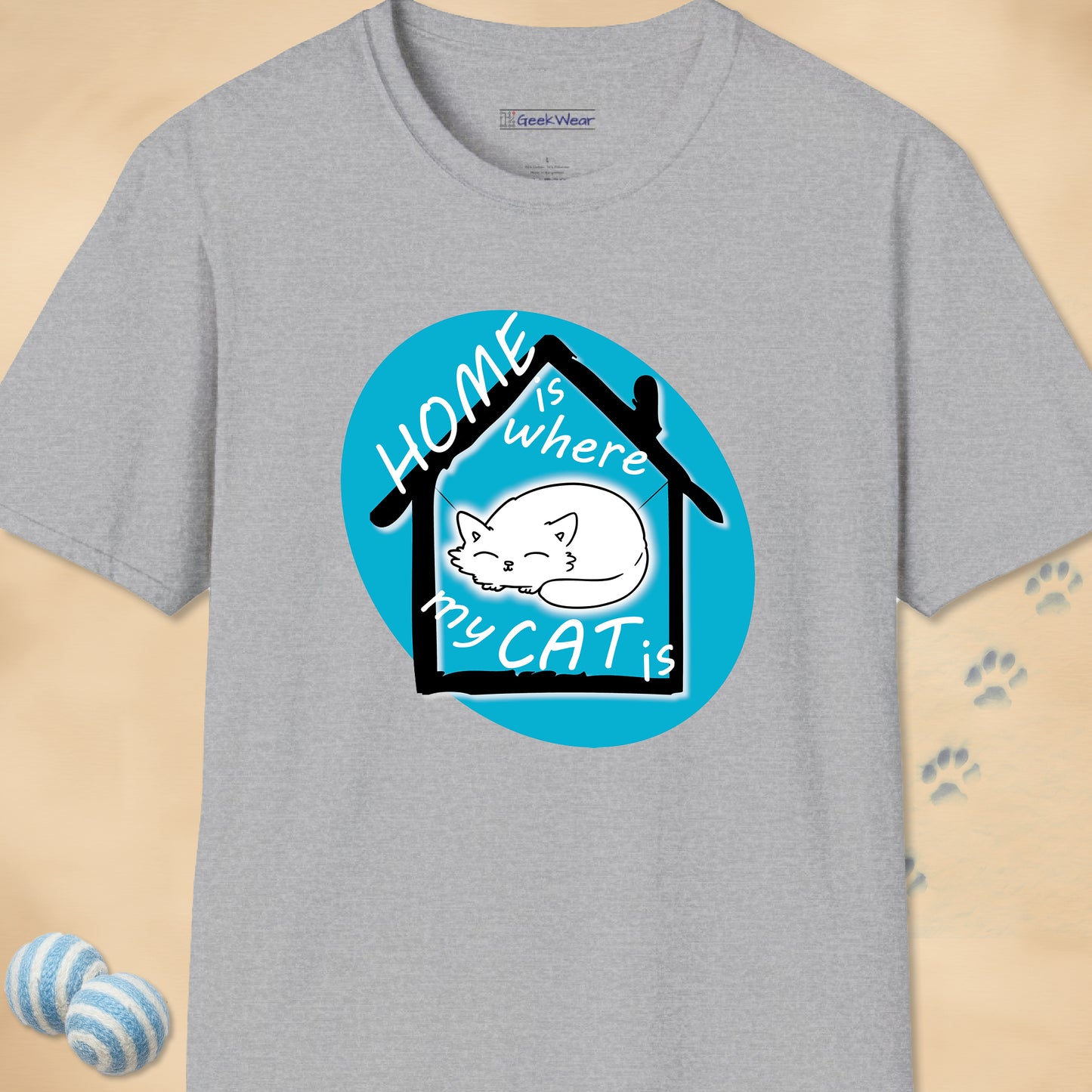 GeekWear Cat Home is Where my Cat is T-Shirt