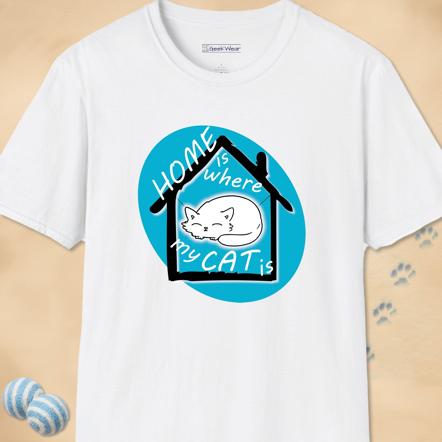 GeekWear Cat Home is Where my Cat is T-Shirt