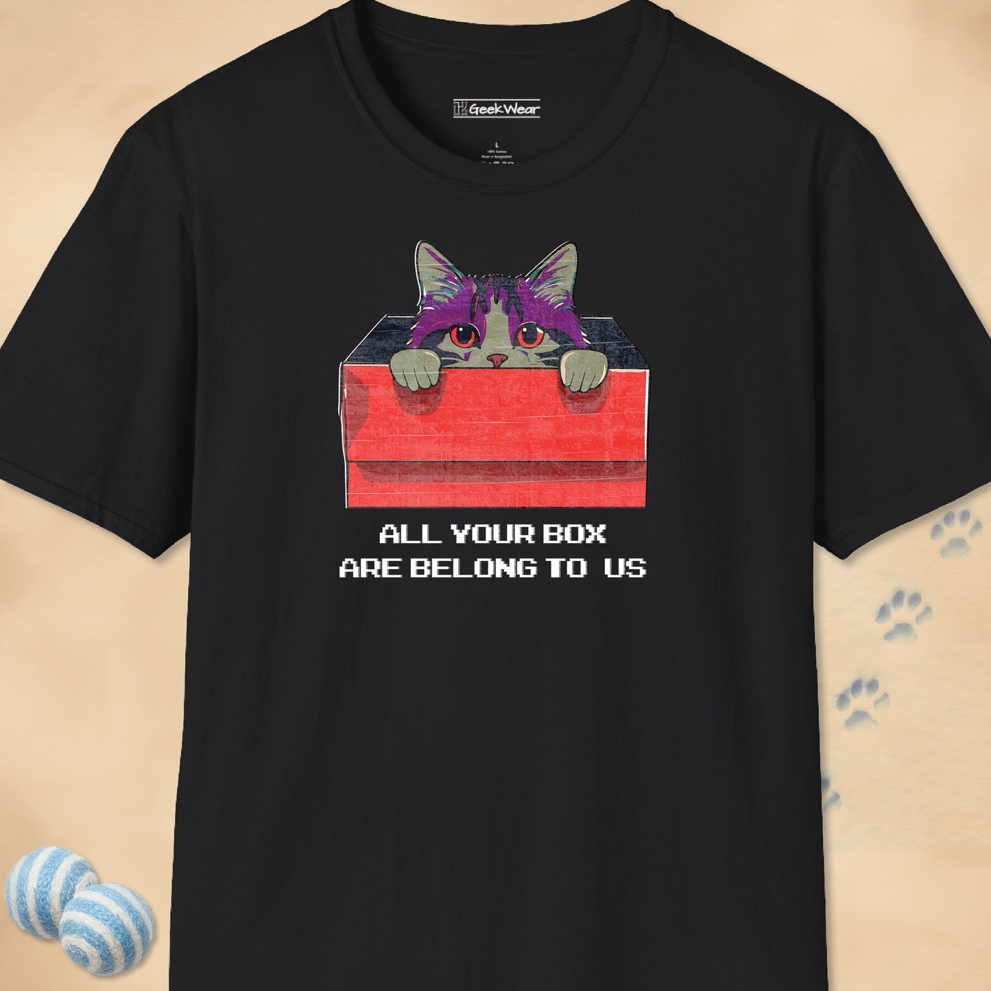 GeekWear Cat All Your Box vivid T-Shirt