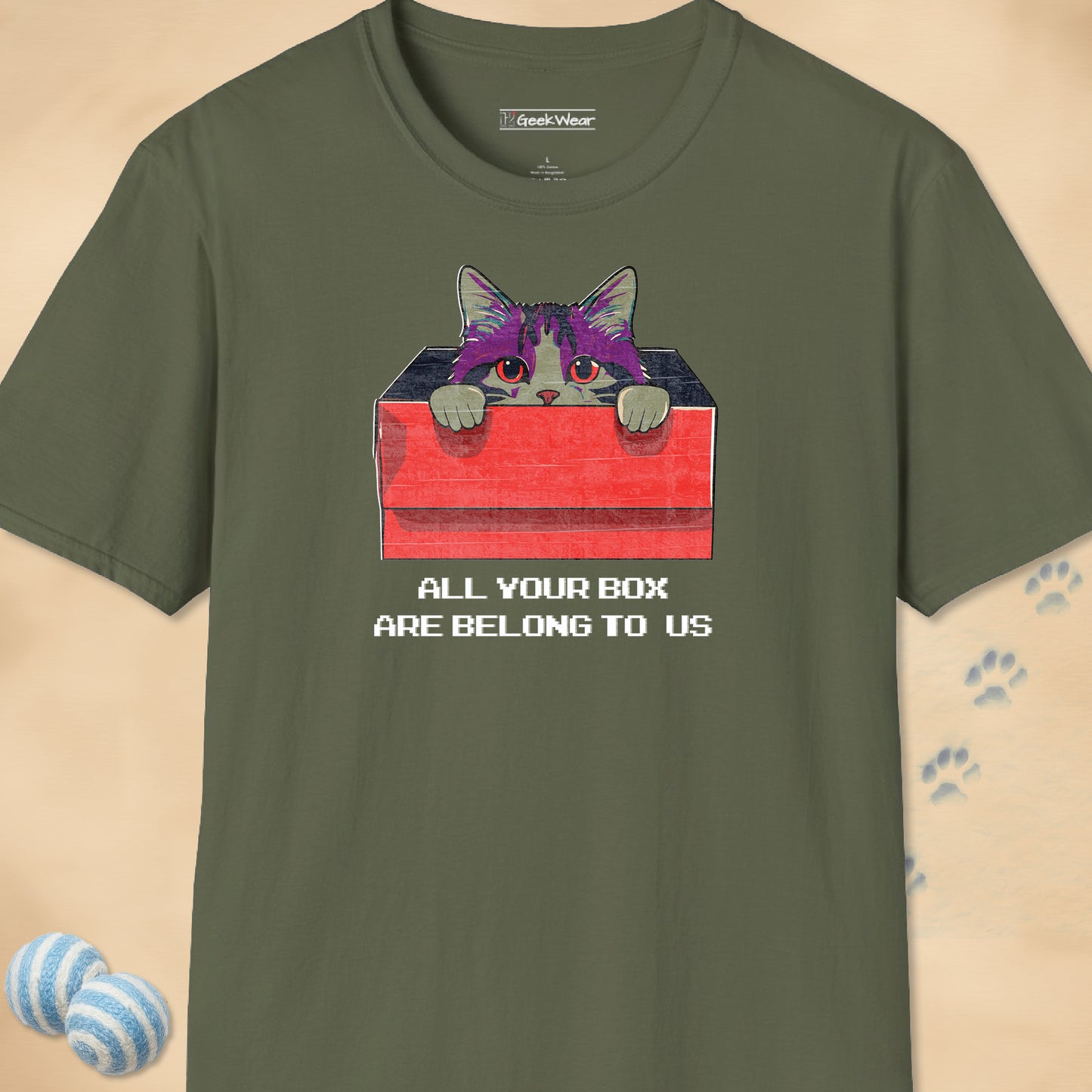 GeekWear Cat All Your Box vivid T-Shirt