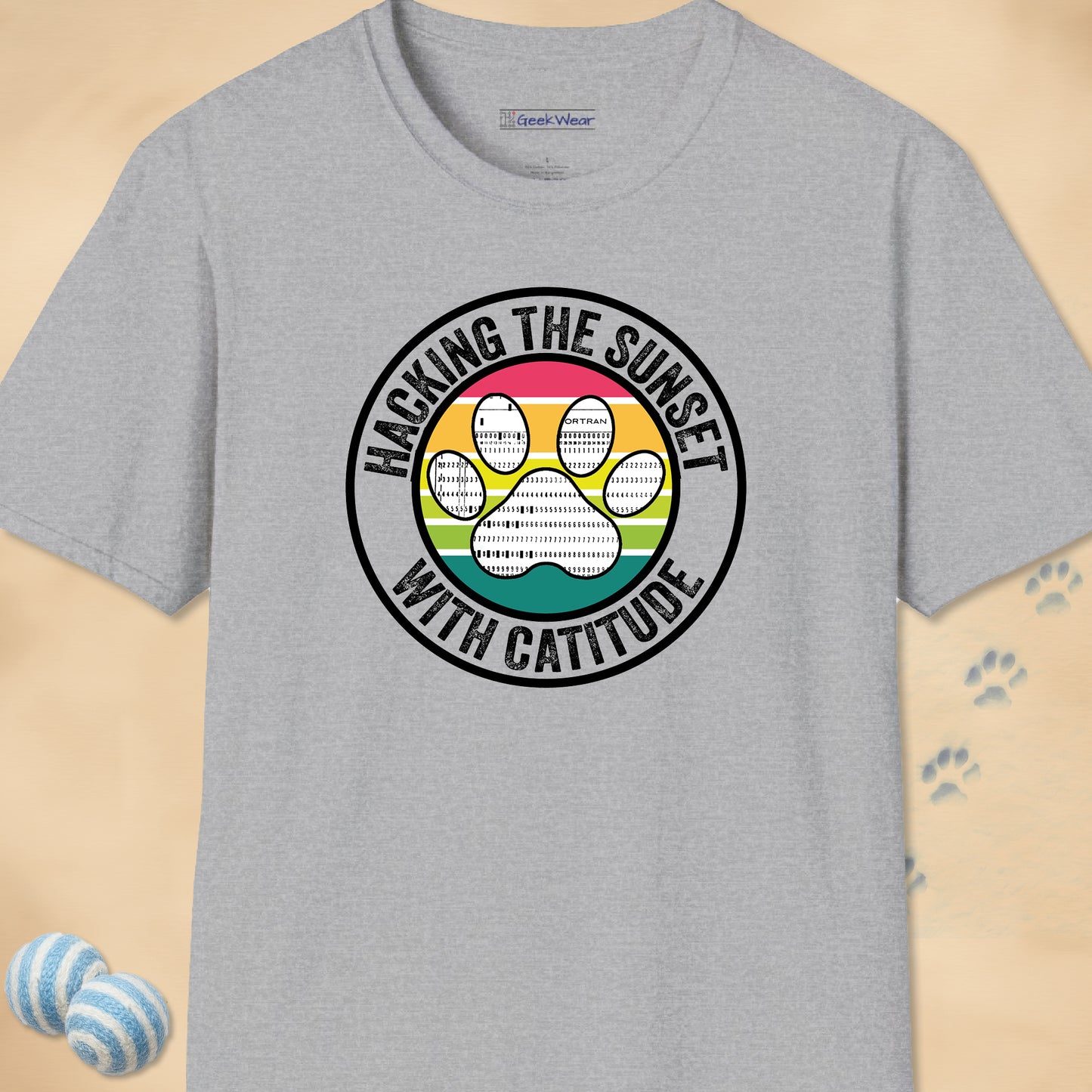 GeekWear Cat Hacking the Sunset T-Shirt