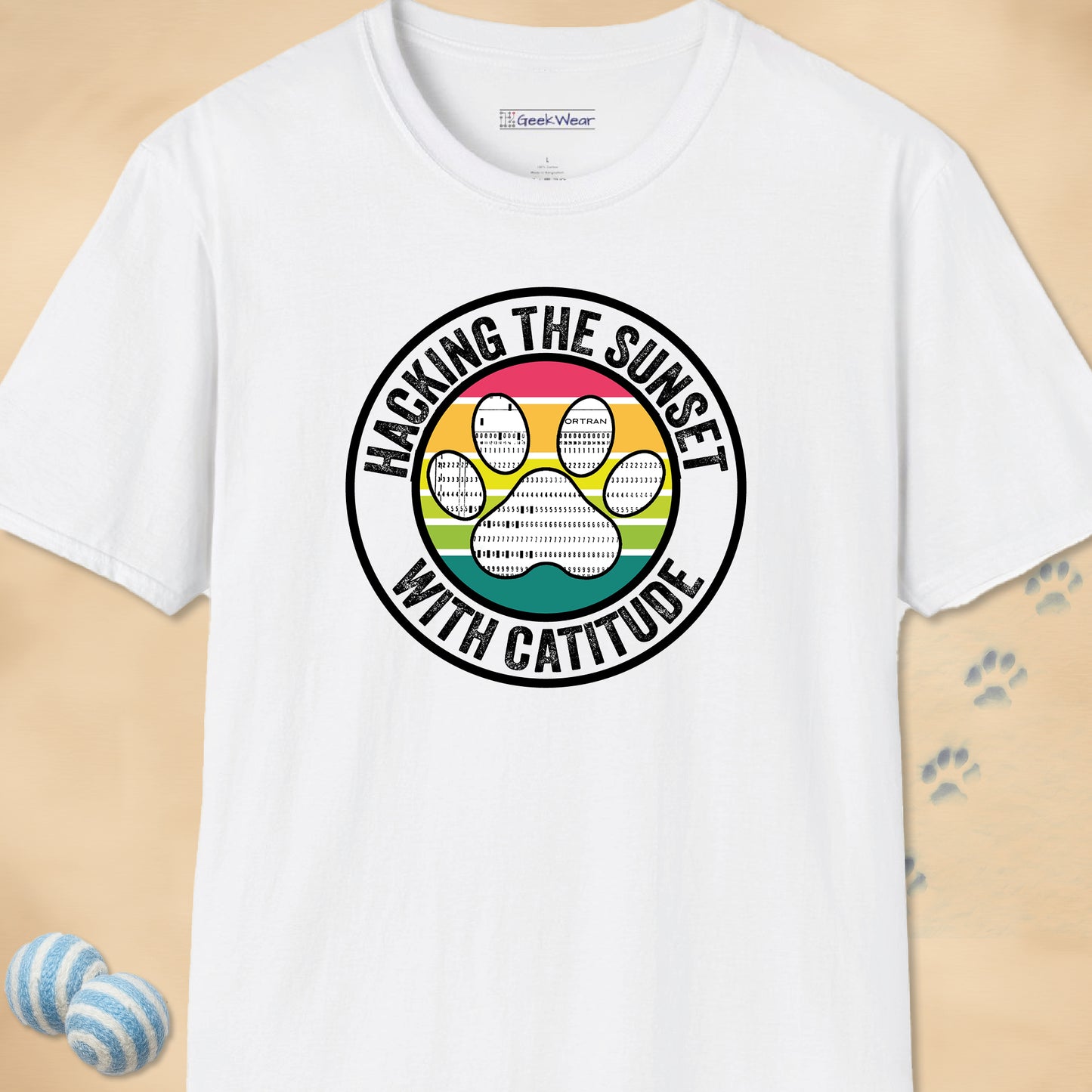 GeekWear Cat Hacking the Sunset T-Shirt