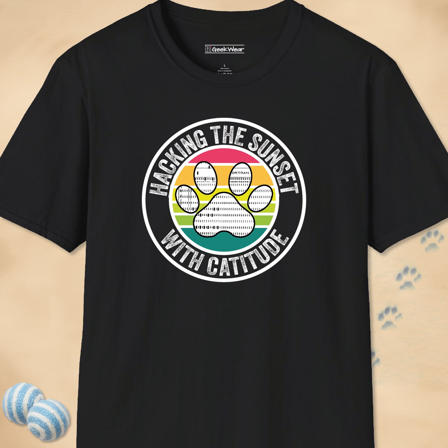 GeekWear Cat Hacking the Sunset T-Shirt