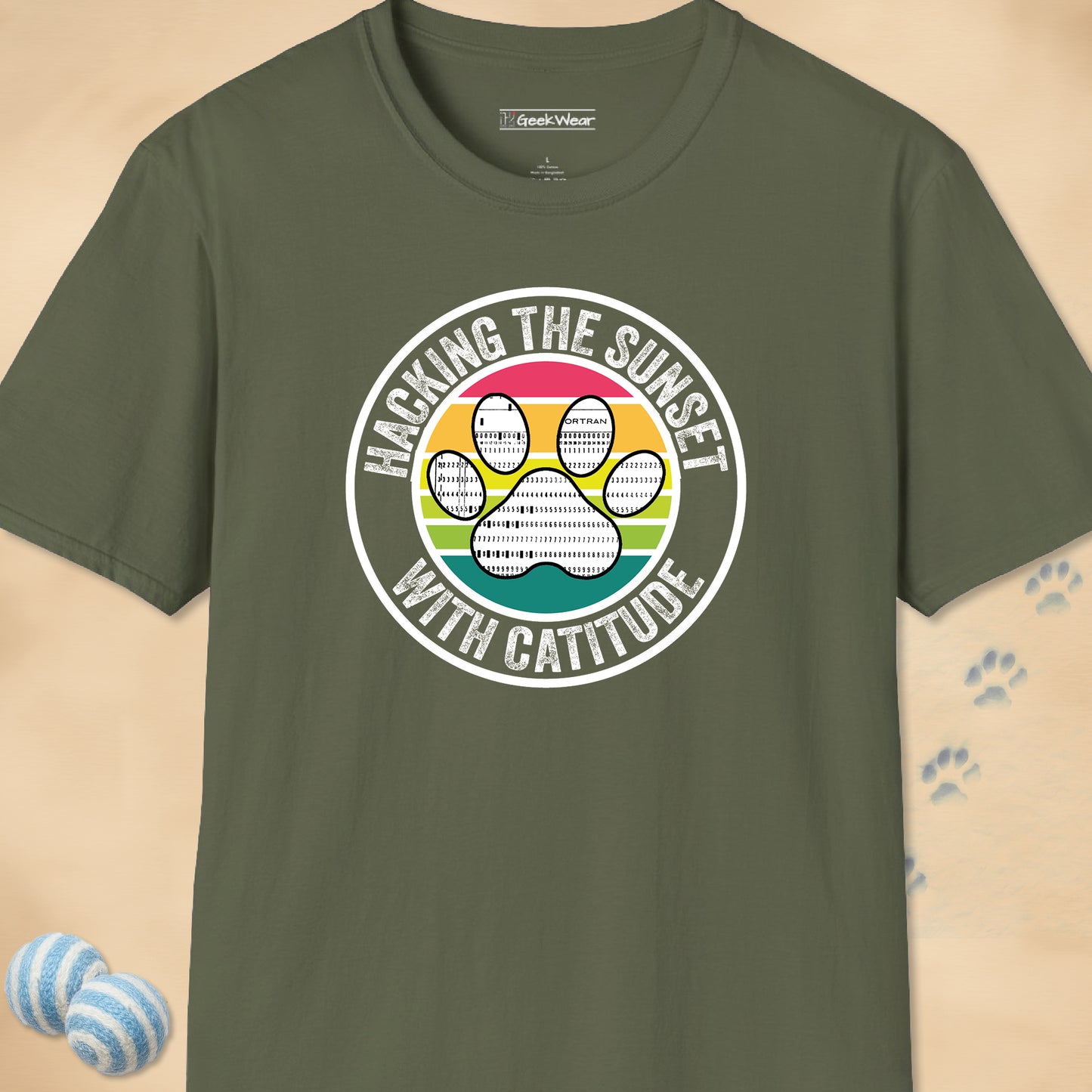 GeekWear Cat Hacking the Sunset T-Shirt