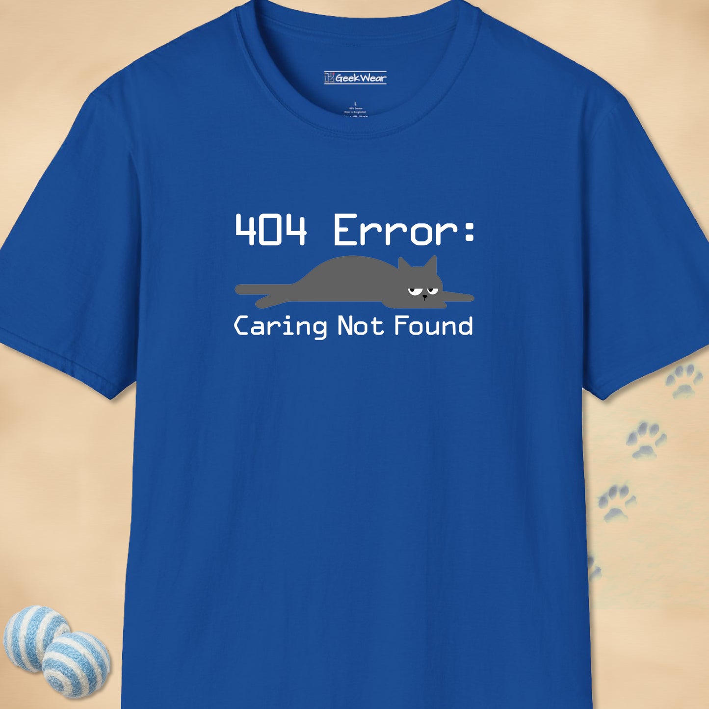 GeekWear Cat 404 Error Caring Not Found T-Shirt