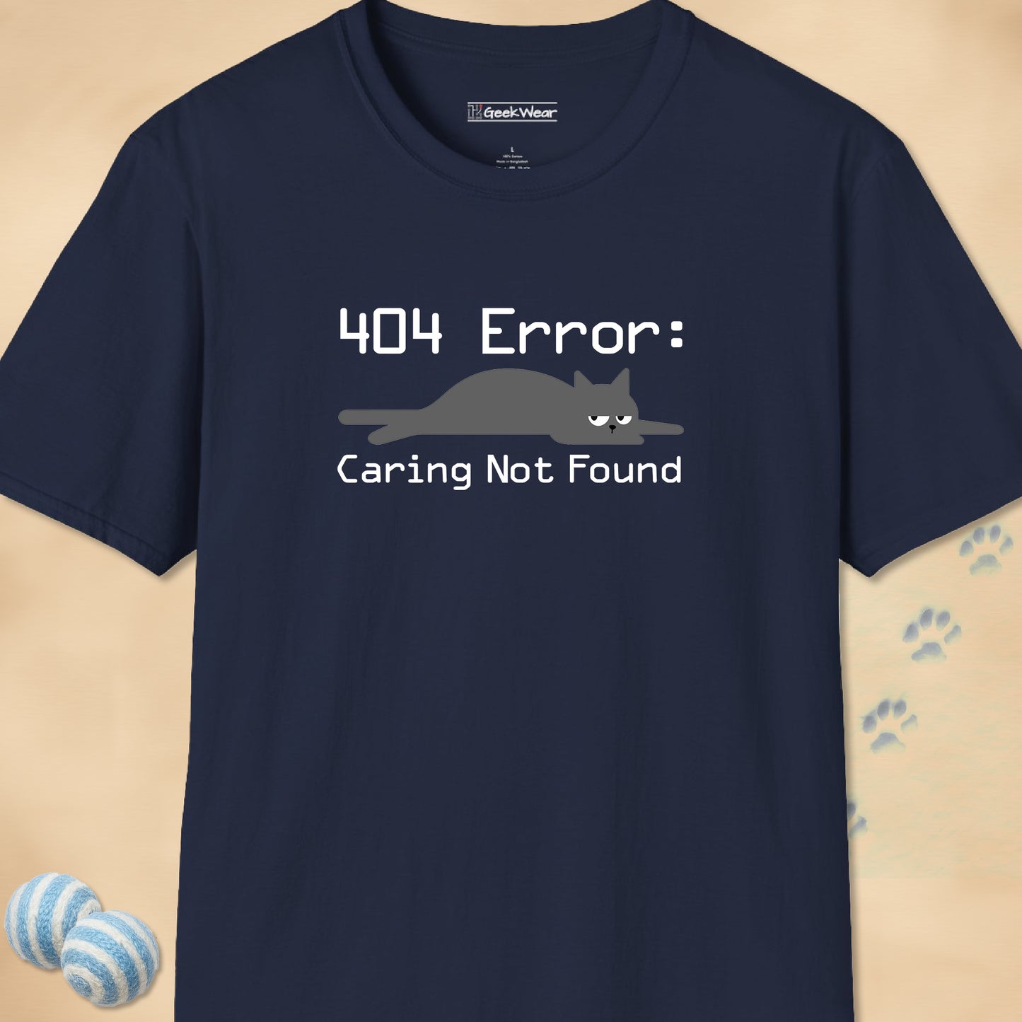 GeekWear Cat 404 Error Caring Not Found T-Shirt