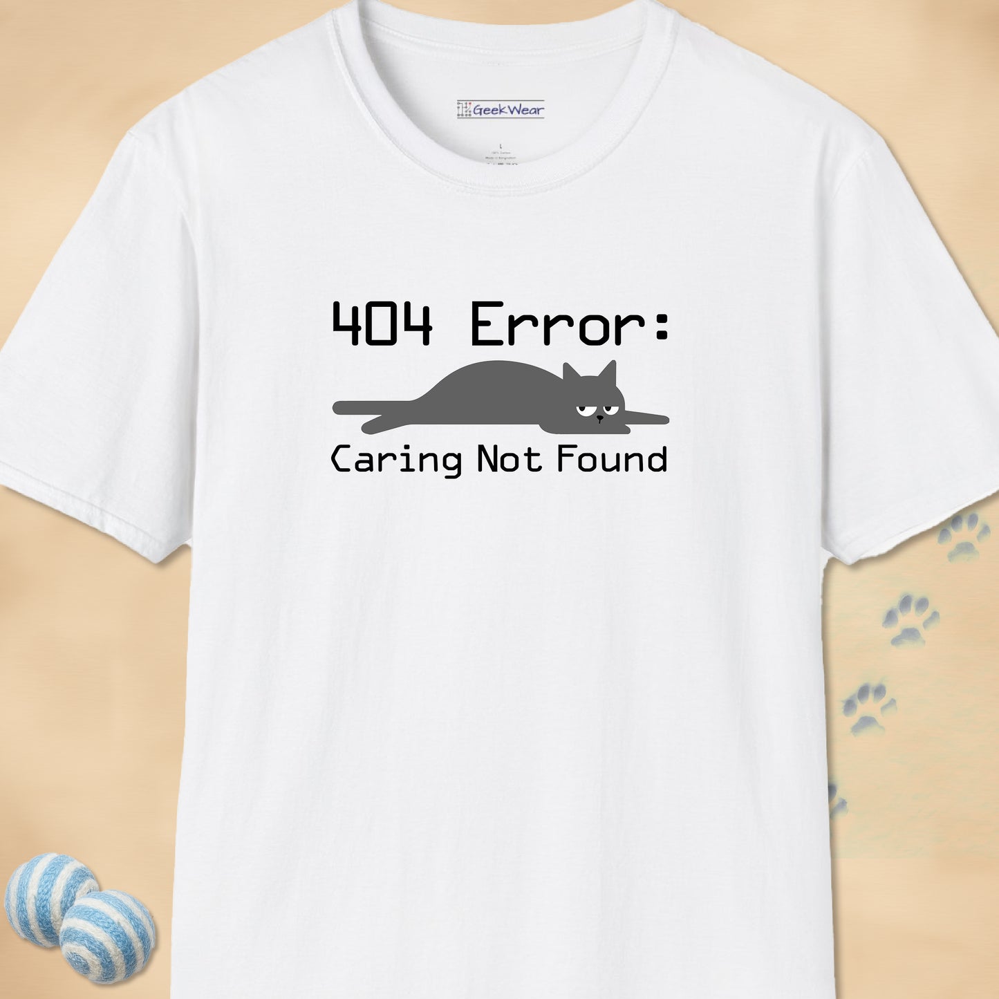 GeekWear Cat 404 Error Caring Not Found T-Shirt