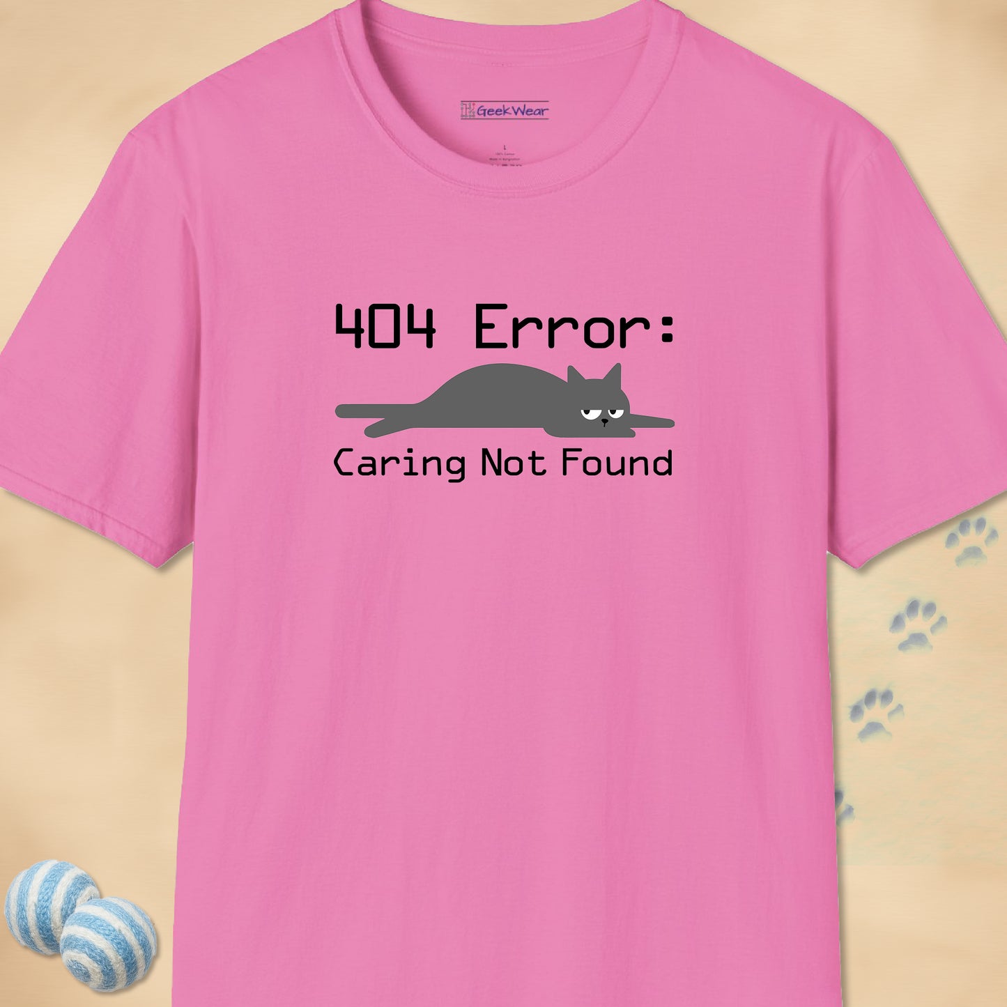 GeekWear Cat 404 Error Caring Not Found T-Shirt