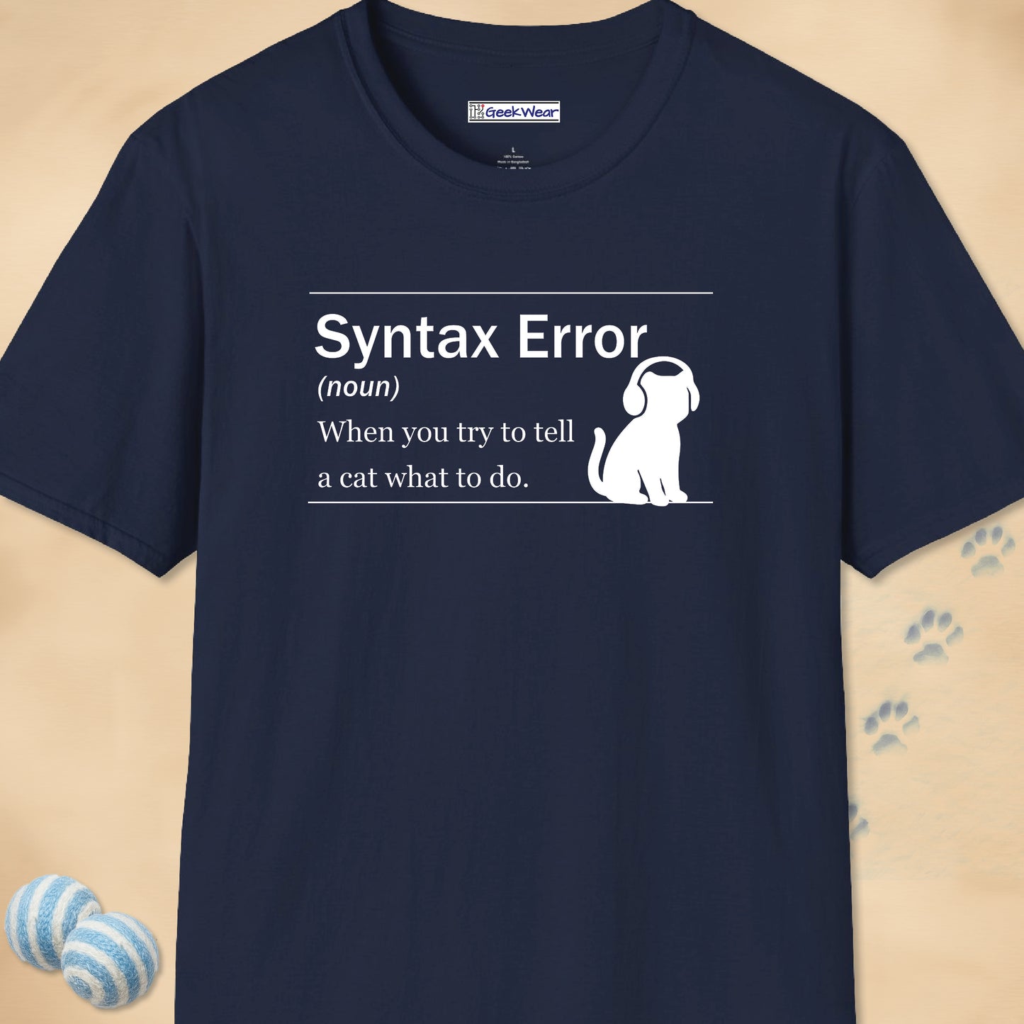 GeekWear Cat Definitions Syntax Error T-Shirt