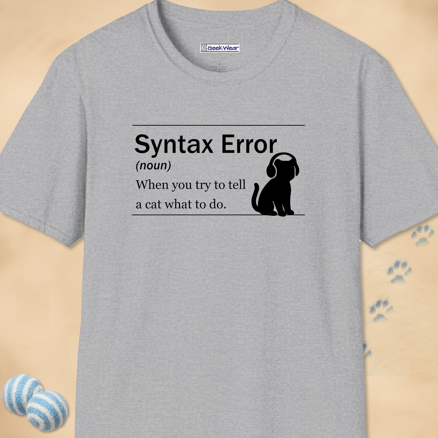 GeekWear Cat Definitions Syntax Error T-Shirt