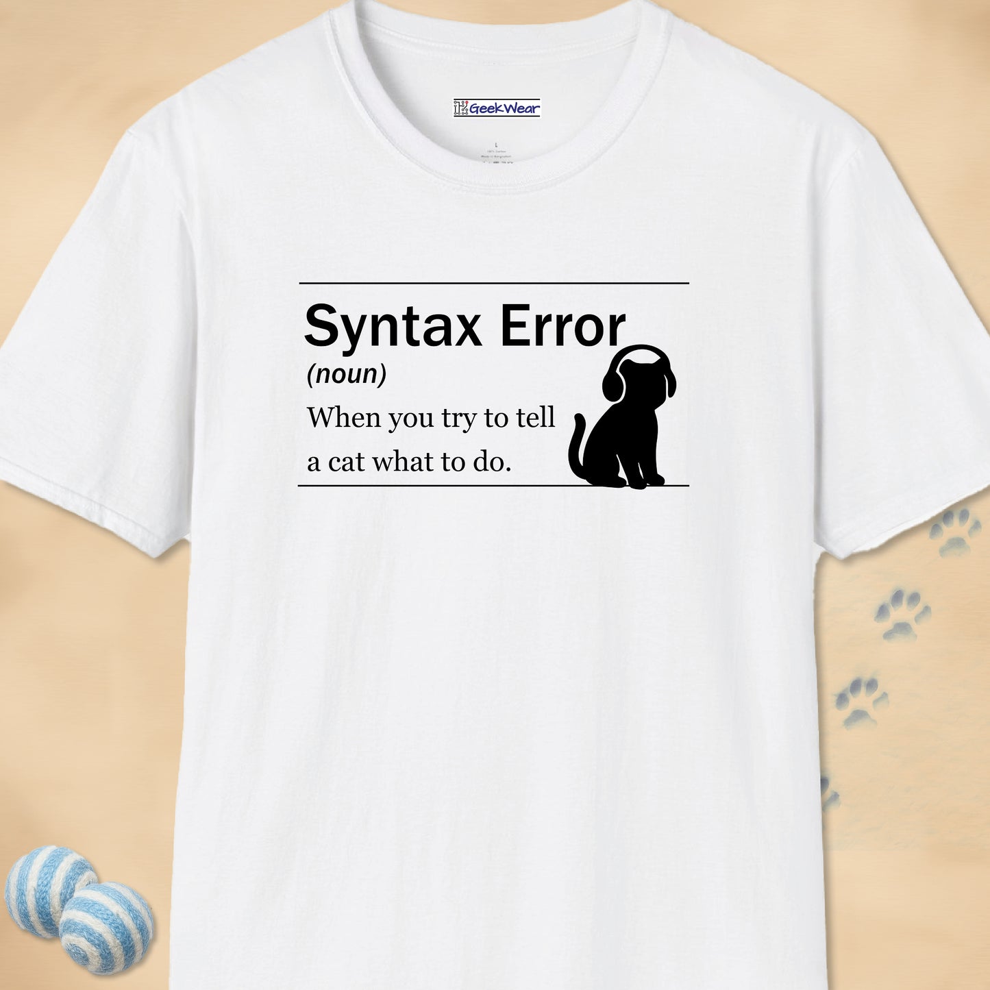 GeekWear Cat Definitions Syntax Error T-Shirt