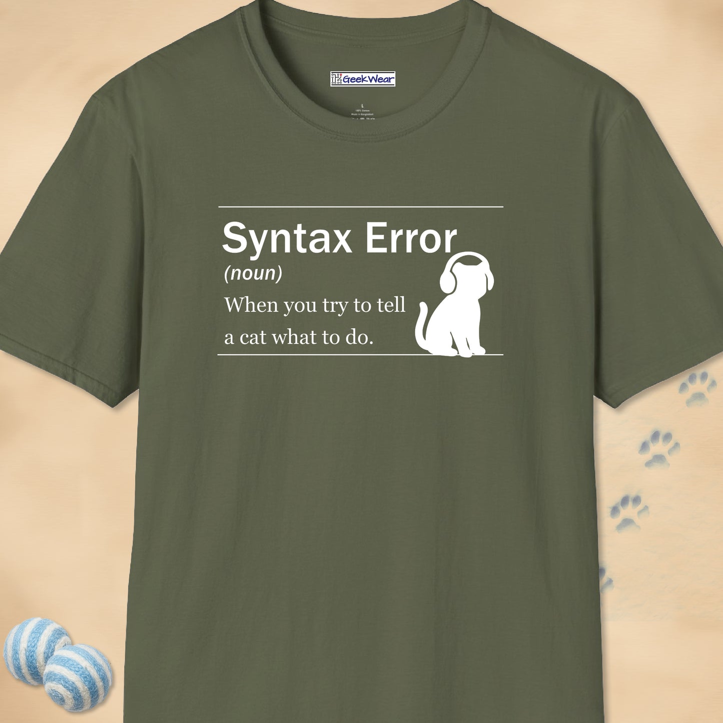 GeekWear Cat Definitions Syntax Error T-Shirt