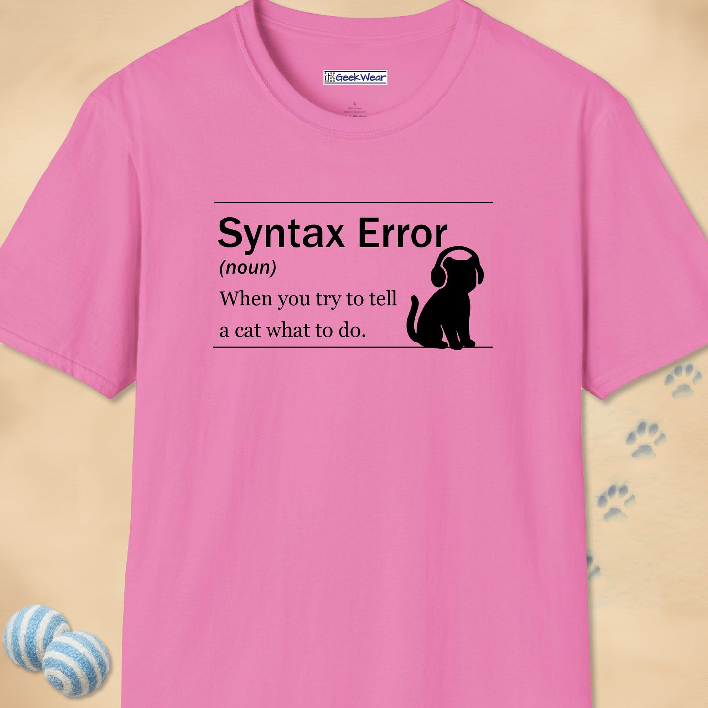 GeekWear Cat Definitions Syntax Error T-Shirt