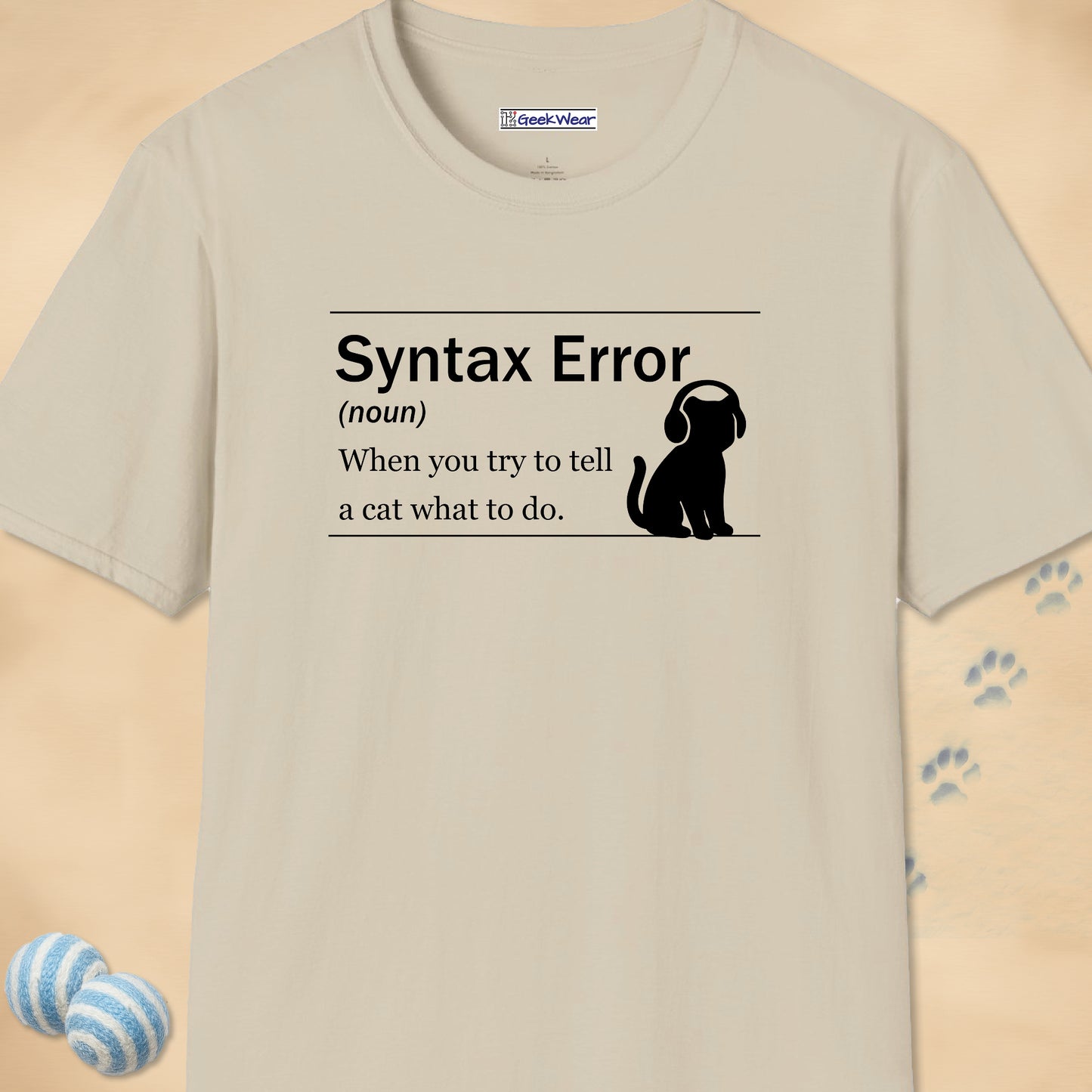 GeekWear Cat Definitions Syntax Error T-Shirt