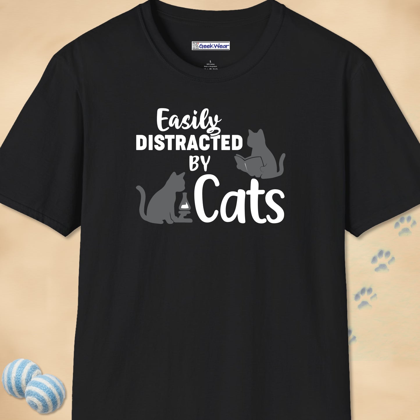GeekWear Cats Easily Distracted T-Shirt